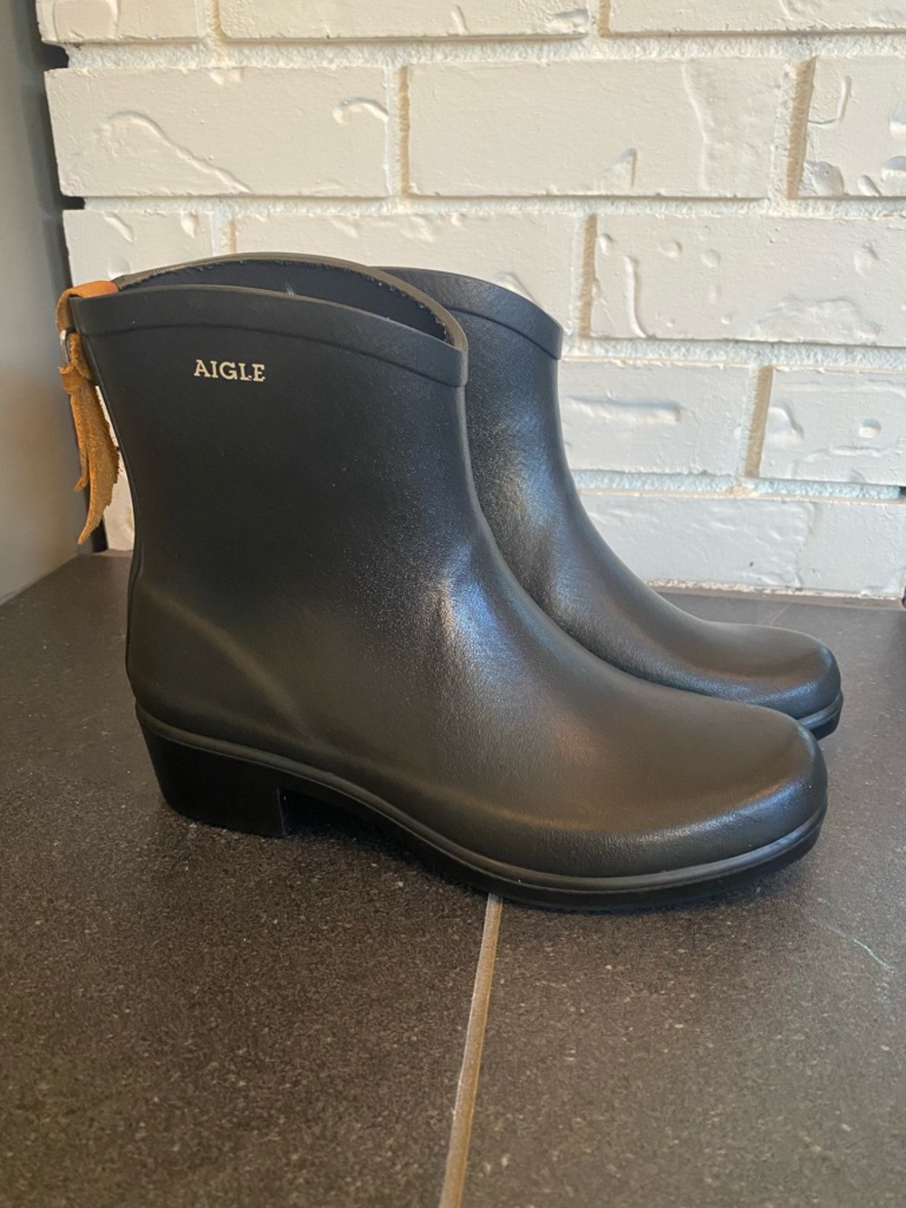Aigle Miss Juliette Bottillon Rain Boots Black 37 Waterproof Made in France